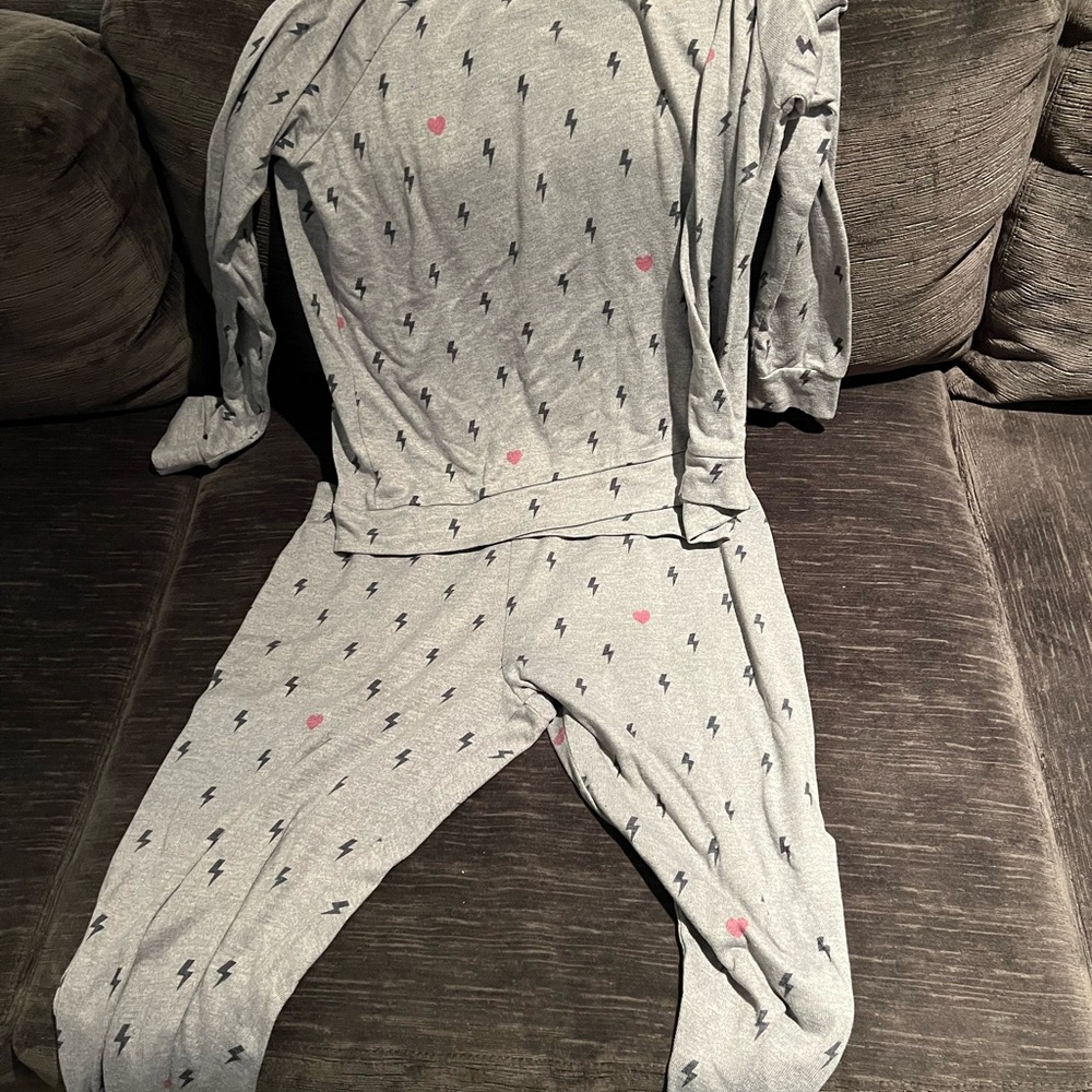 PJ Salvage Gray Pajama Set with Pink Accents